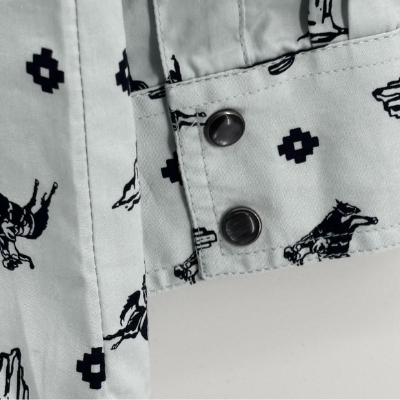 Wrangler Retro Womens Pearl Snap Long Sleeve Graphic Button Down Shirt Size LG - Picture 4 of 10